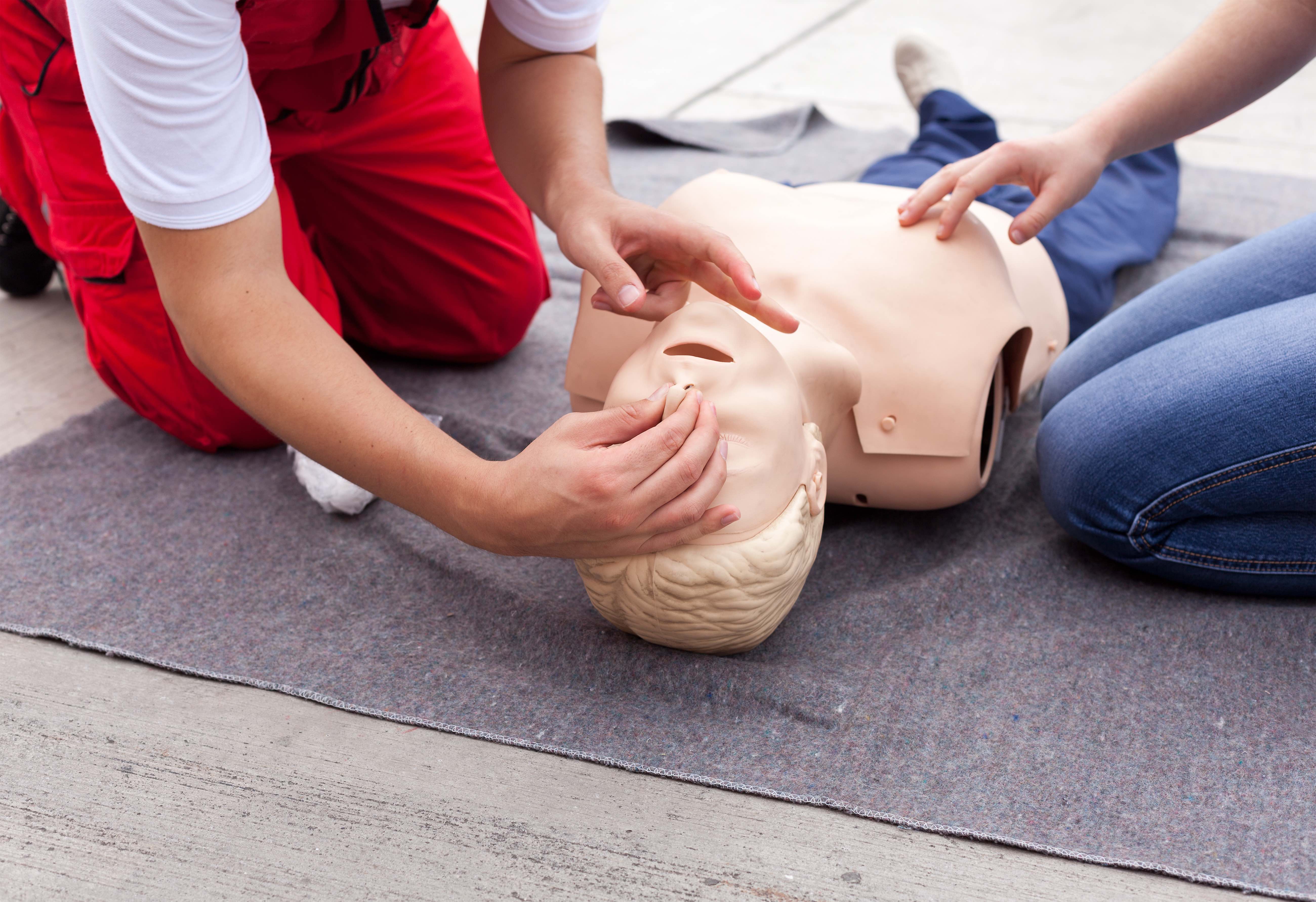 First aid training detail. Cardiopulmonary resuscitation (CPR).