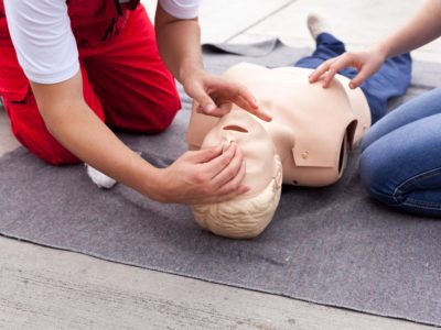 First aid training detail. Cardiopulmonary resuscitation (CPR).